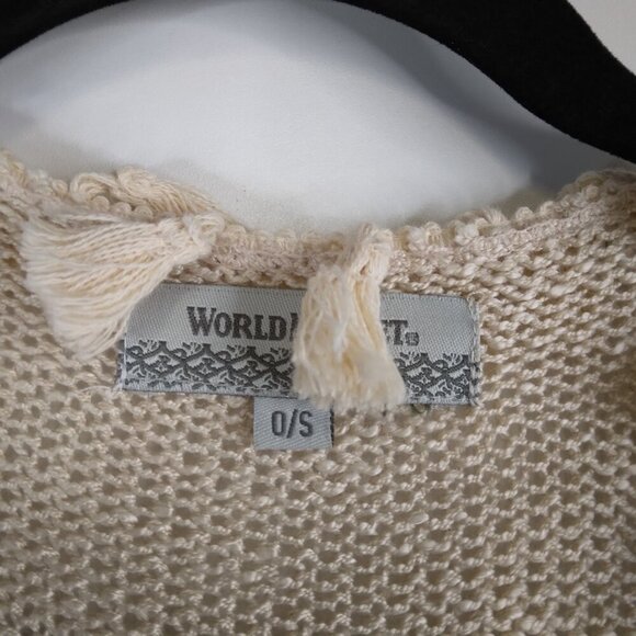 World Market Boho Aztec Tassel Open Front Cardigan OS - Picture 5 of 9